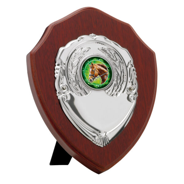 4" MAHOGANY FINISH PRESENTATION SHIELD