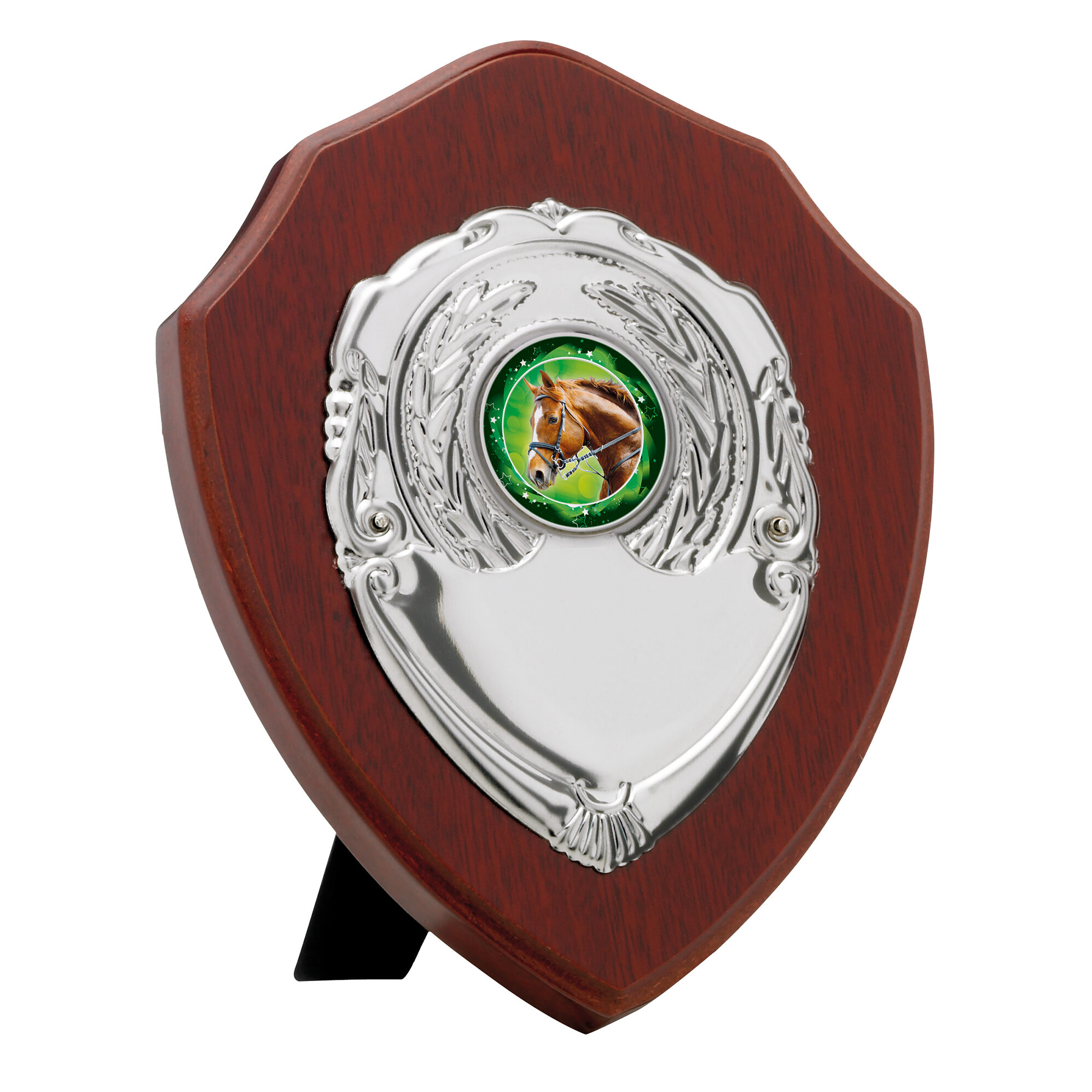 4" MAHOGANY FINISH PRESENTATION SHIELD