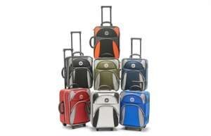 High Roller wheeled bowls bags displayed in multiple colours including red, black, green, blue and grey with telescopic handles and multiple compartments